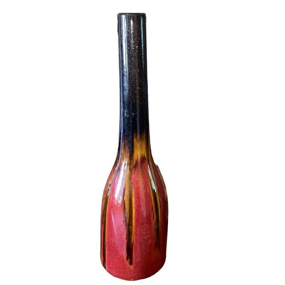 Ceramic Pottery Vase 14" High Rust W/ Brown Tones - Picture 1 of 13